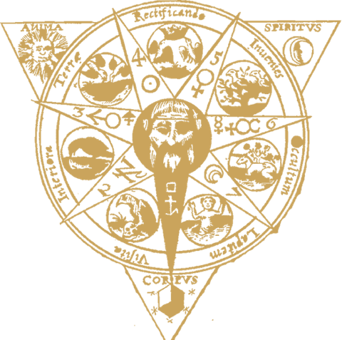 The Emerald Tablet emblem of the Temple of Hermès